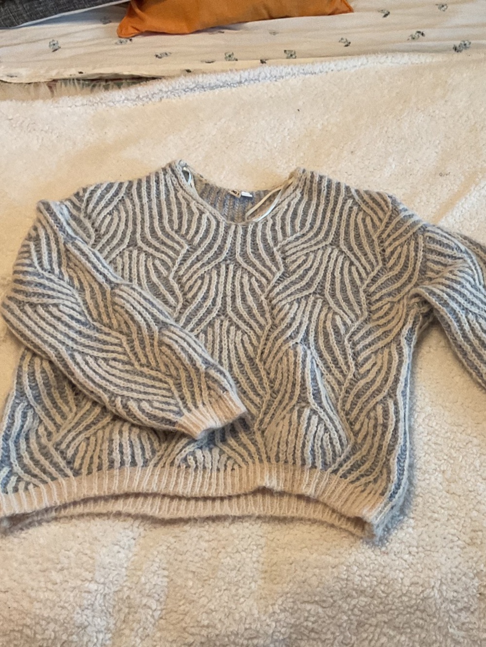 Baby blue sweater and cream